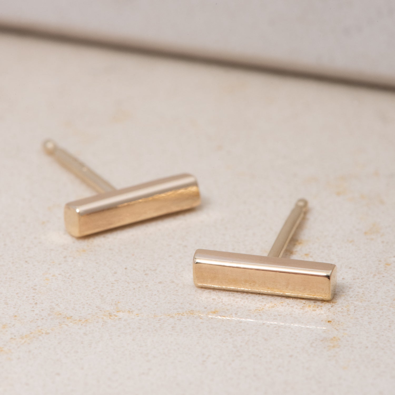 Rectangular Studs in Yellow Gold