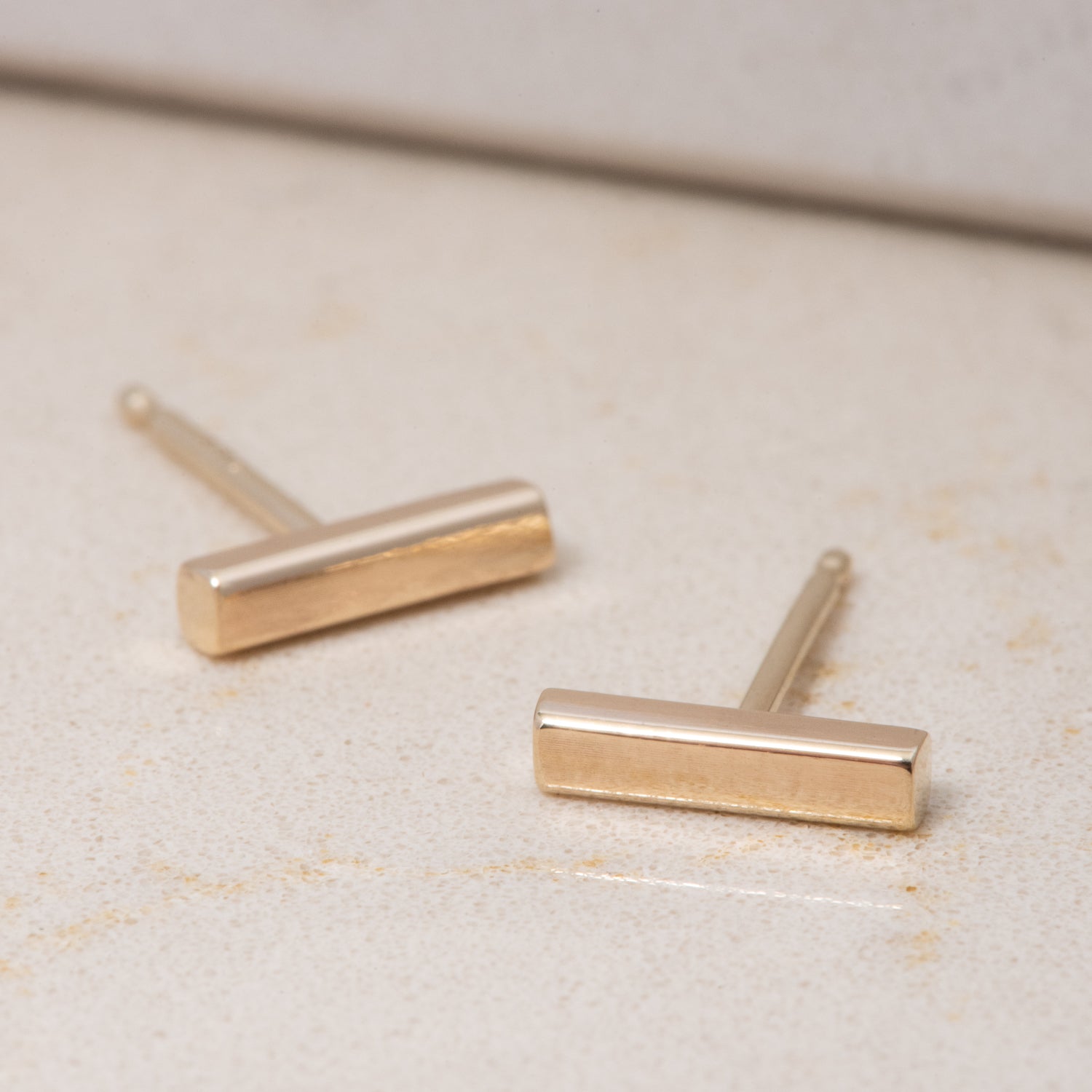 Rectangular Studs in Yellow Gold - Malleable Jewellers