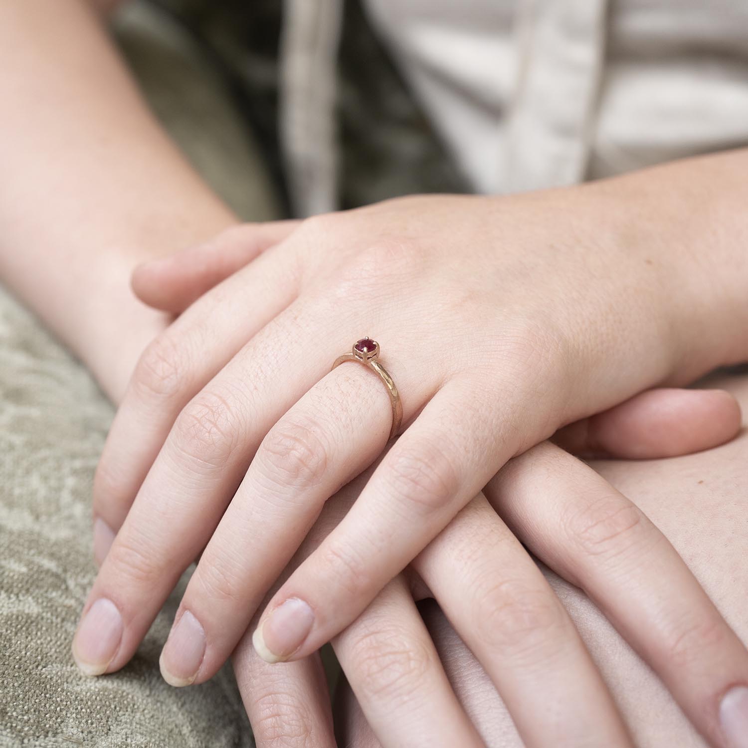 Ruby Hammer Finished Solitaire in Rose Gold - Malleable Jewellers