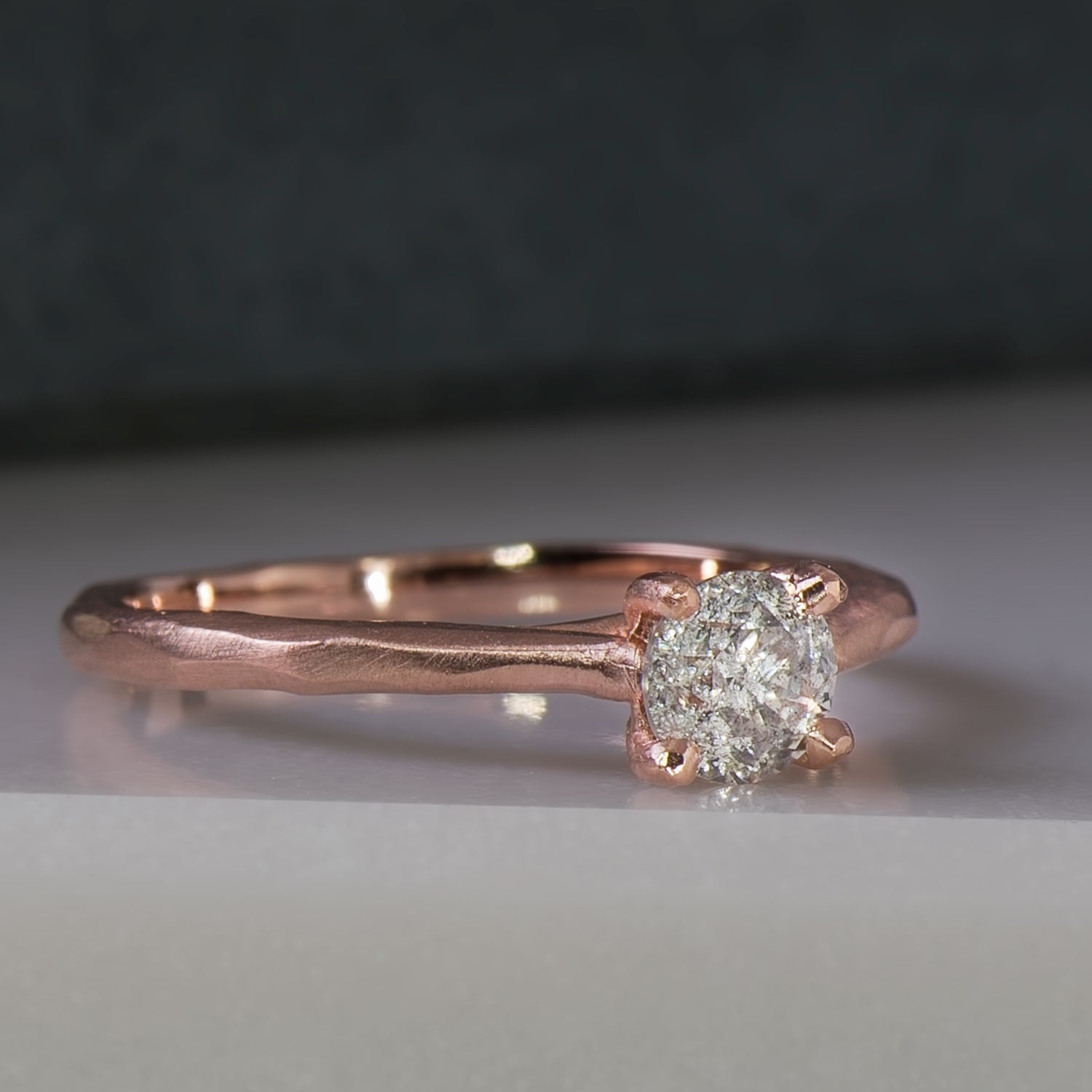 Salt & Pepper Solitaire in Rose Gold - Malleable Jewellers