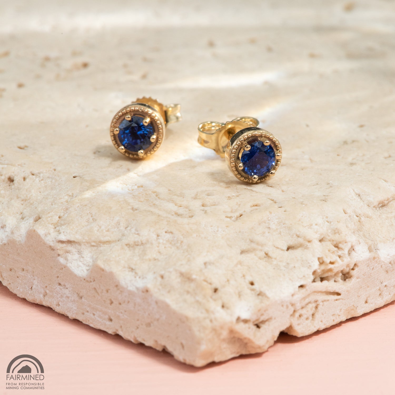 Vintagesque Studs with Fairtrade Certified Gold - Malleable Jewellers