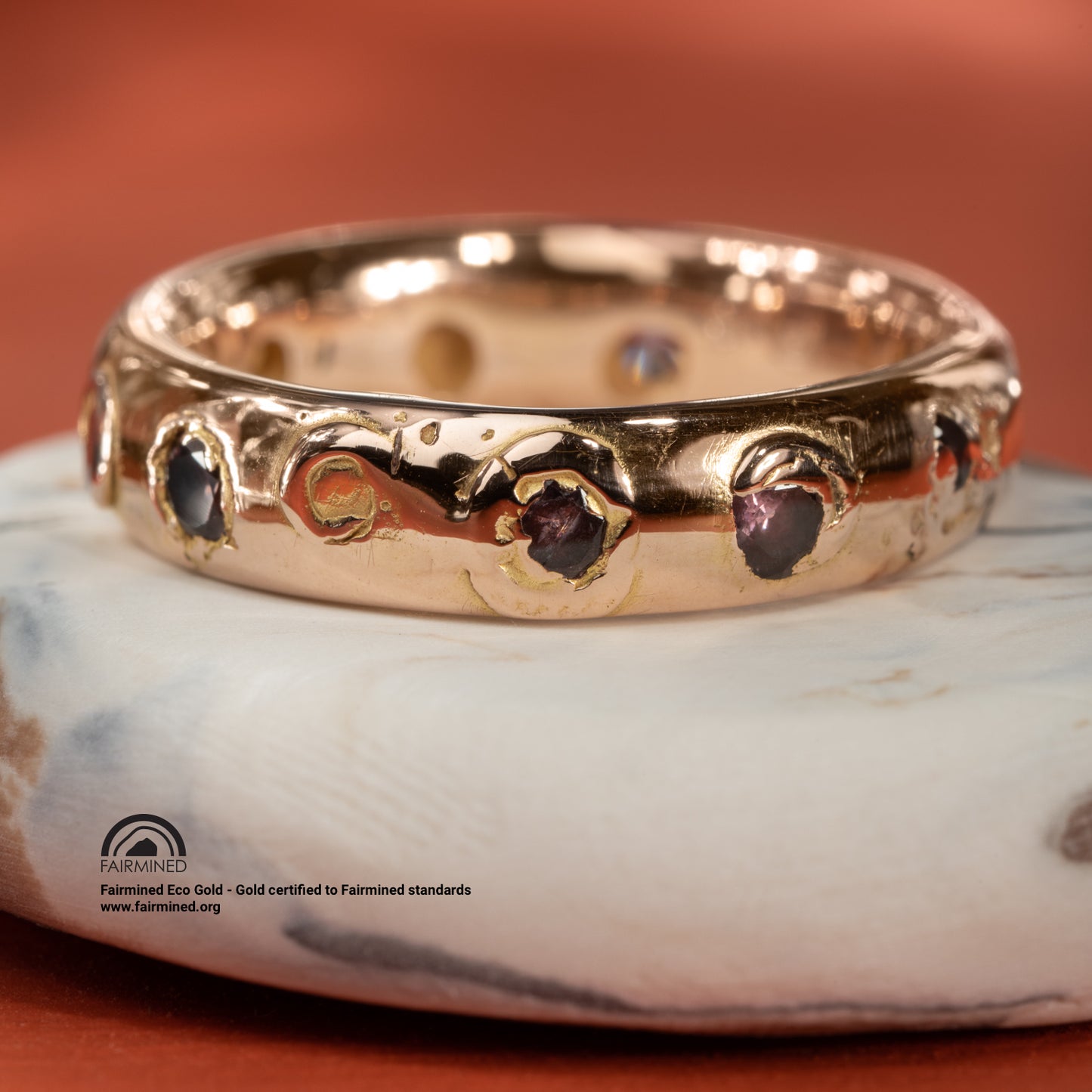 Padparadscha Kimberlite Eternity in Fairmined Eco Rose Gold