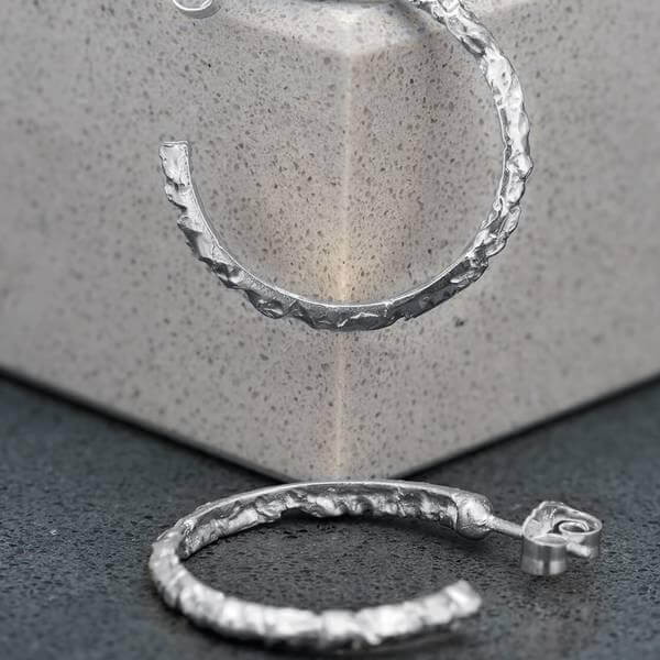 Molten Hoops in White Gold