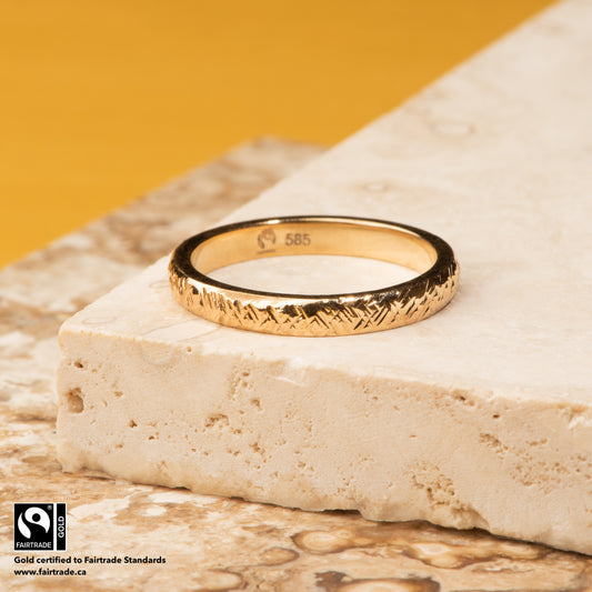 Cross-Hatched Ring with Fairtrade Certified Gold