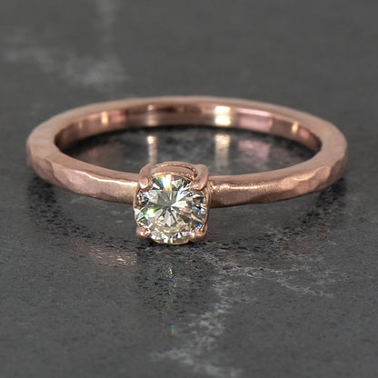 Diamond Hammer Finished Solitaire in Rose Gold