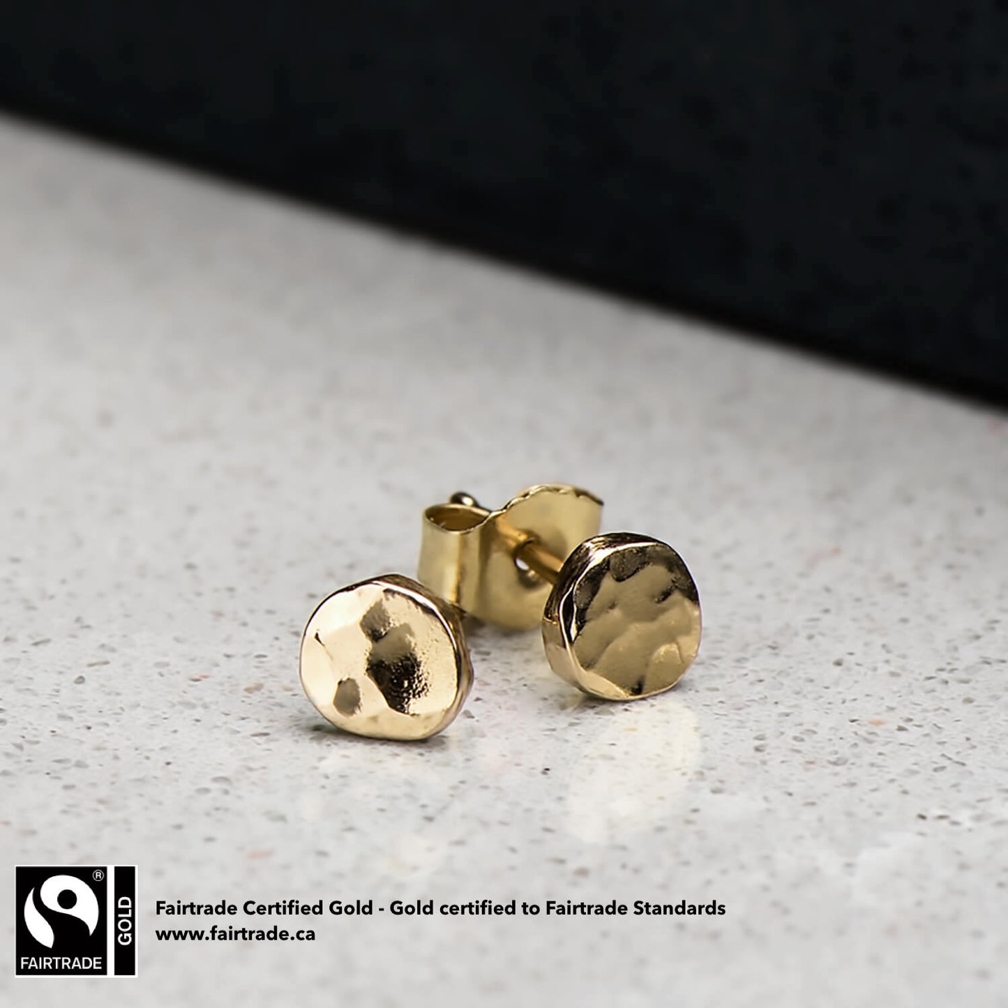 Hammer Finished Studs in Fairtrade Certified Gold