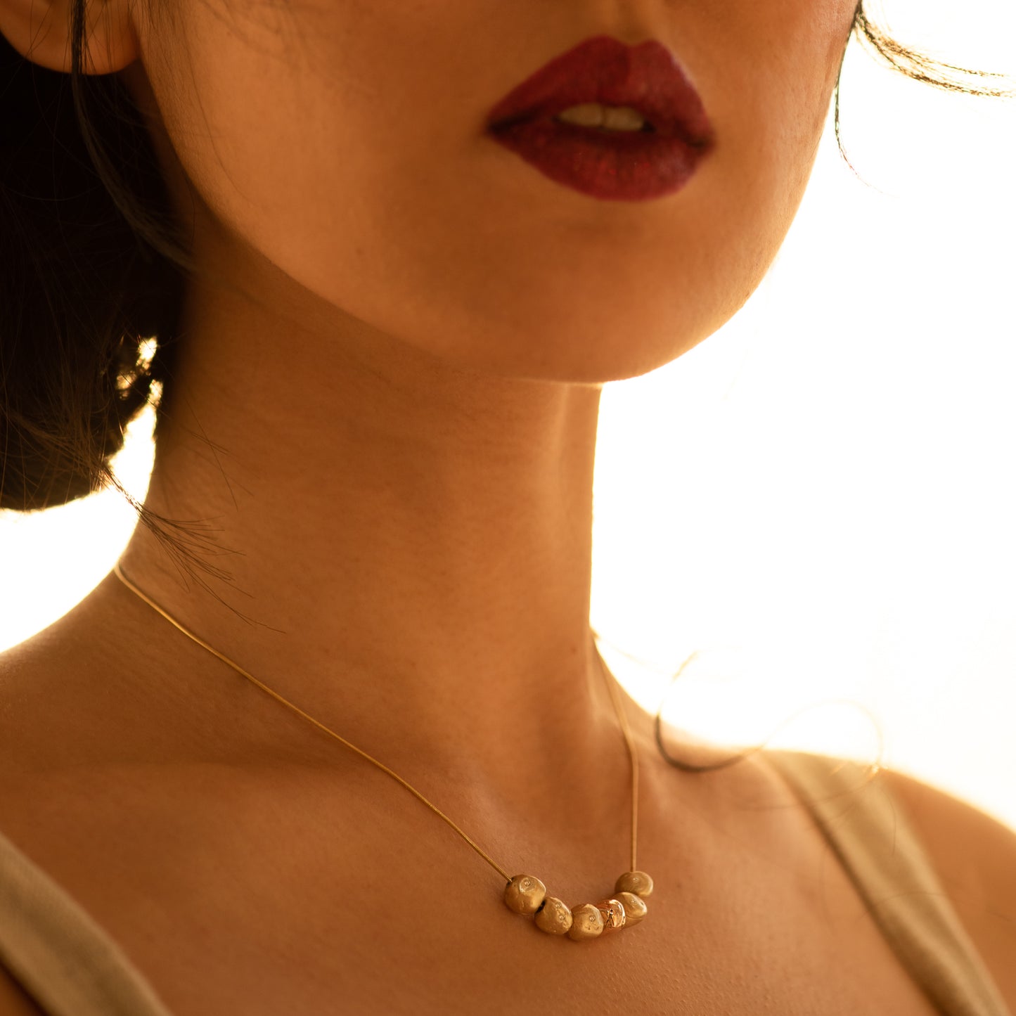 Luxe Nugget Diamond Necklace in Yellow and Rose Gold