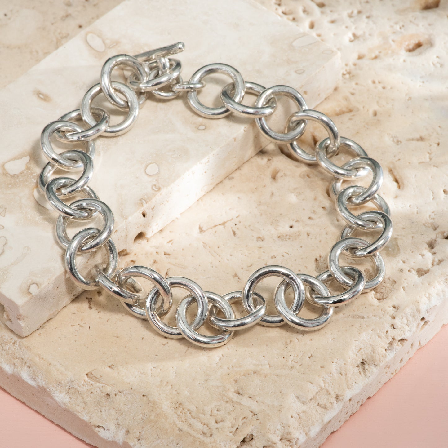 Circular Chain Link Bracelet in Sterling Silver