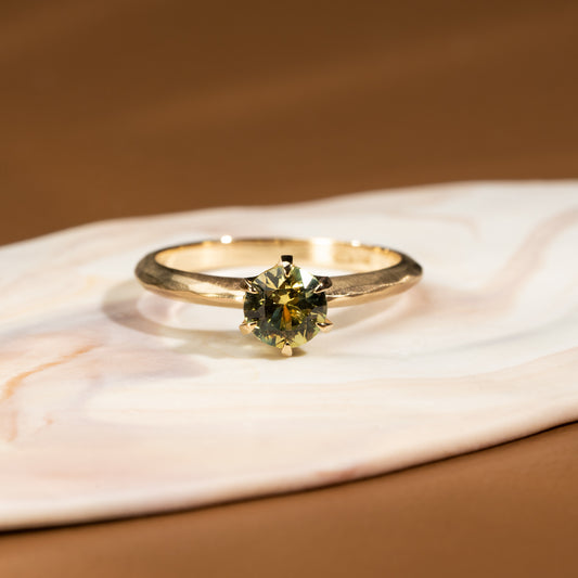 Recycled Green Sapphire Ring in Yellow Gold