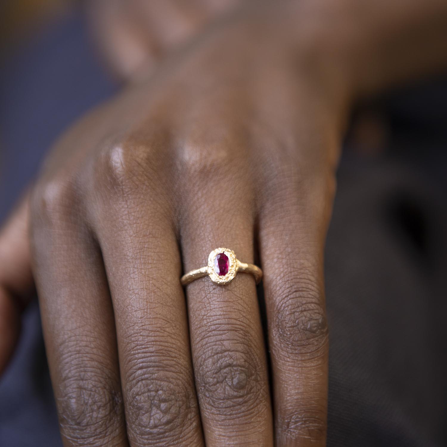 Recycled Pink Sapphire Kimberlite Solitaire in Yellow Gold