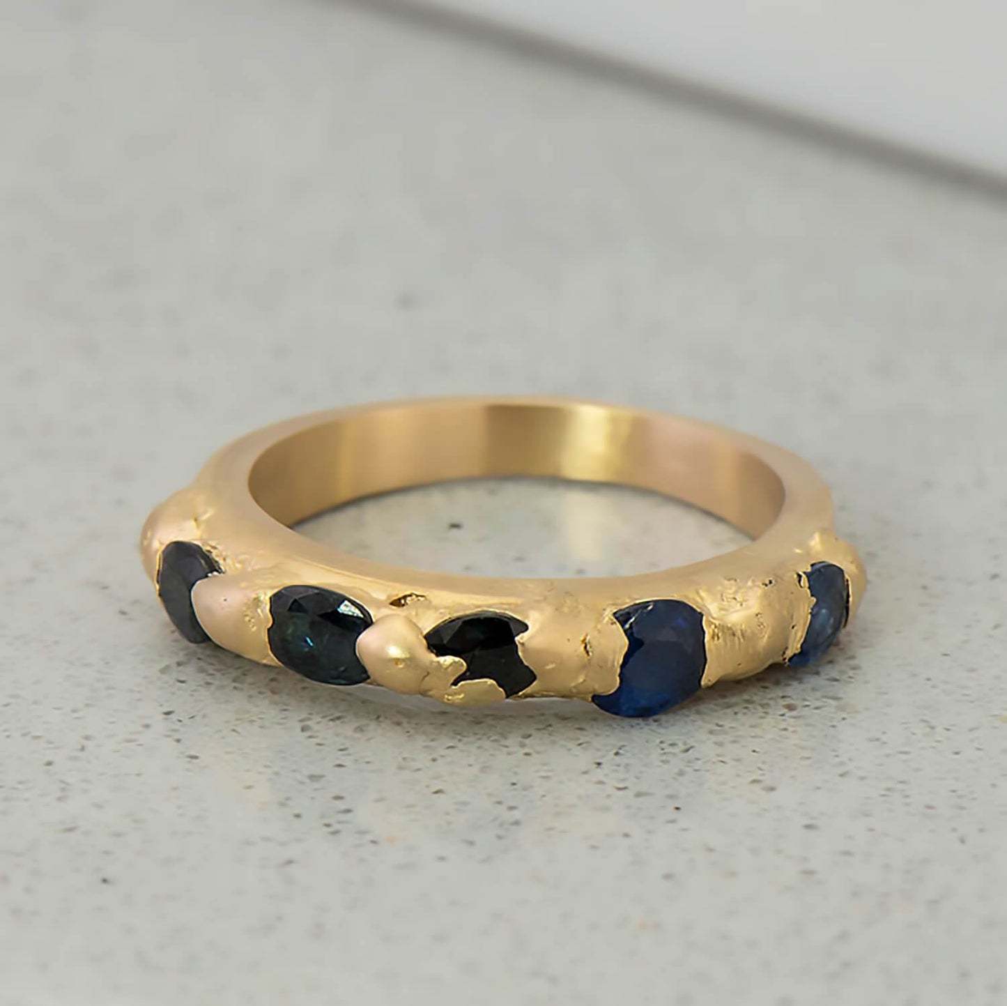 Recycled Sapphire Row Kimberlite Gold Ring | Malleable Jewellers